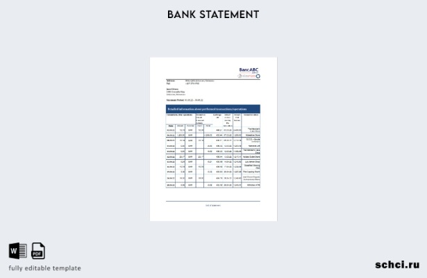 цифровая загрузка шаблона Excel версии банковской выписки Botswana Bank ABC